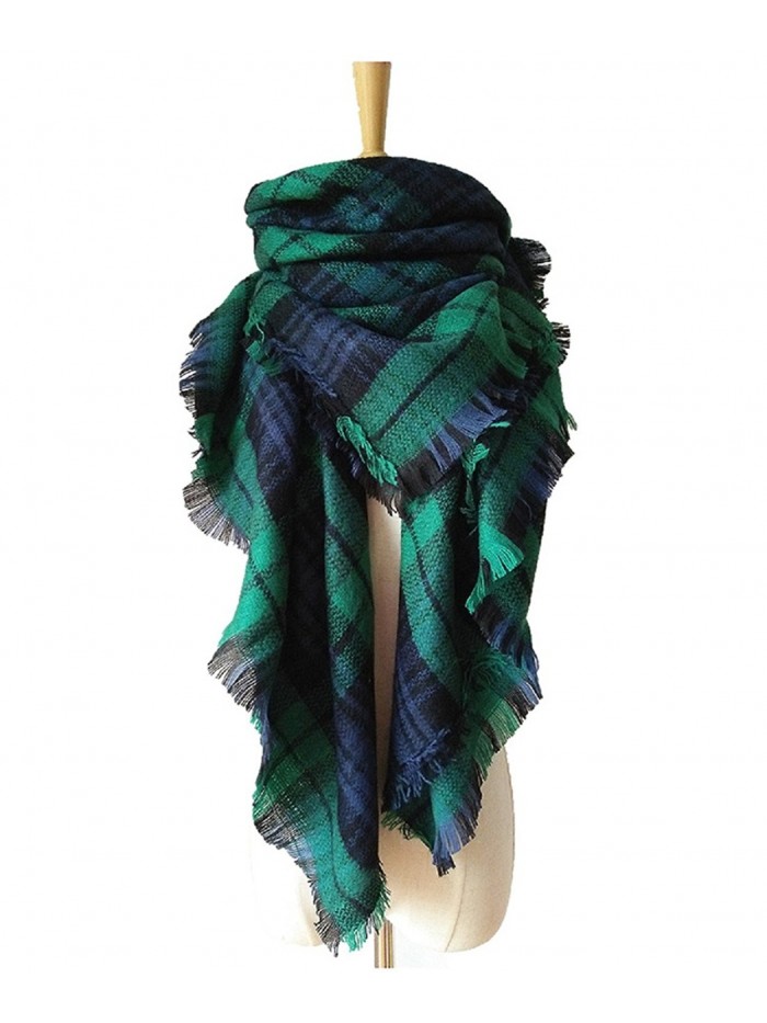 ZOMOY Women's Scarf Scarves Tartan Plaid Blanket Long Shawl Big Grid Winter Warm - Green - C9185K9GN2X