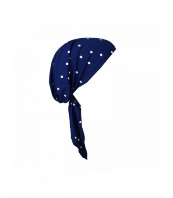 Landana Headscarves Printed Pre-Tied Headscarves Viscose Chemo Head Cover Cancer Headscarf - Navy Polka - CJ12CO7HV5F