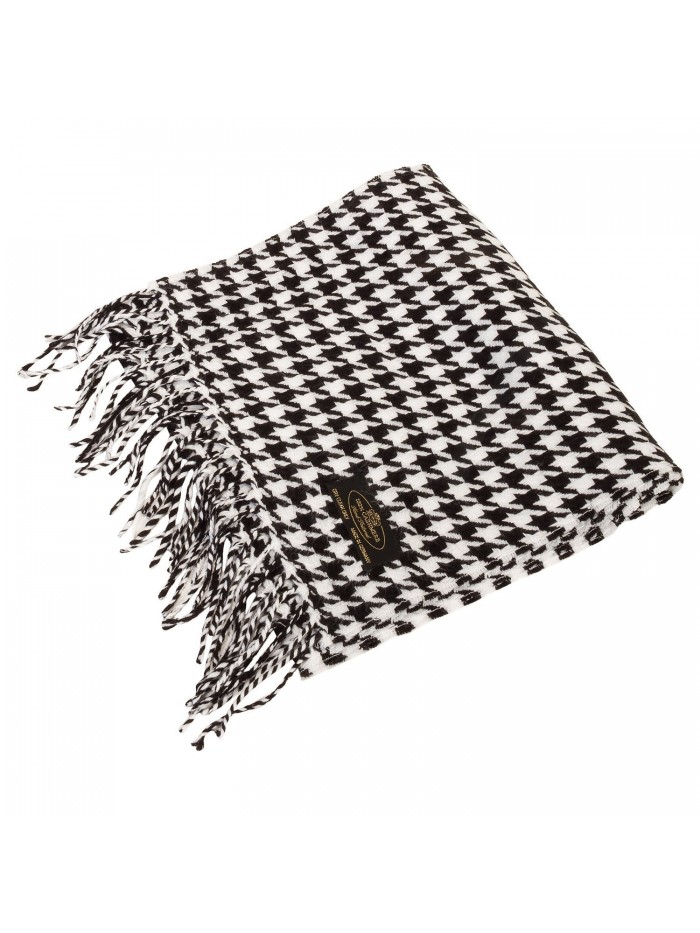 SilverHooks Soft & Warm Pattern Cashmere Scarf w/ Gift Box - Black/White Houndstooth - C511DMZJAO3