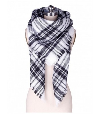 ADAMARIS Women's Large Colorful Grid Checked Scarf Wrap Shawl - White-light Gray - CU1867XMZ5I