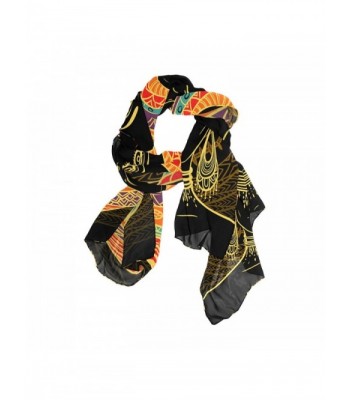 DEYYA Women's Silk Scarf Scarves African Art Women Beach Sunscreen Shawl Wraps - CG187EAAA2G