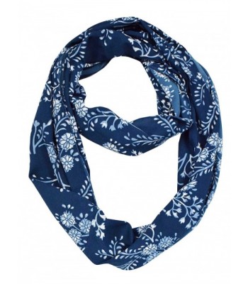 Peach Couture Exclusive Vintage Floral Prints Infinity Loop Scarves Light Scarf - Navy - C2123V1QMN5