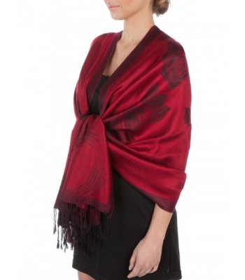 Sakkas Two Tone Rose Pashmina Scarf / Stole / Wrap - Red / Black - CQ11581WCSL