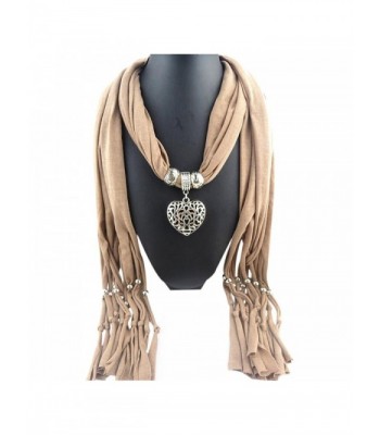 Besde Fashion Women Lady Winter Heart Gemstone Necklace Scarf Lady Tassel Warm - Khaki - CS12NURV73H