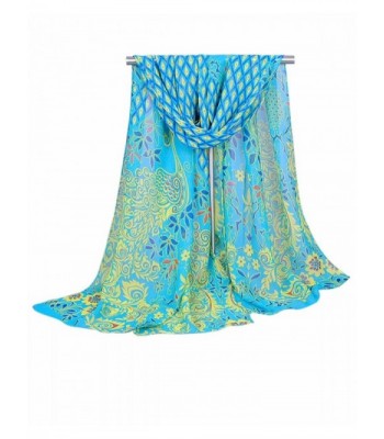 ZANZEA Women Lady Peacock Chiffon Scarf Soft Shawl Silk Wrap Neck Warm Stole - Blue - C1120TUD8SX