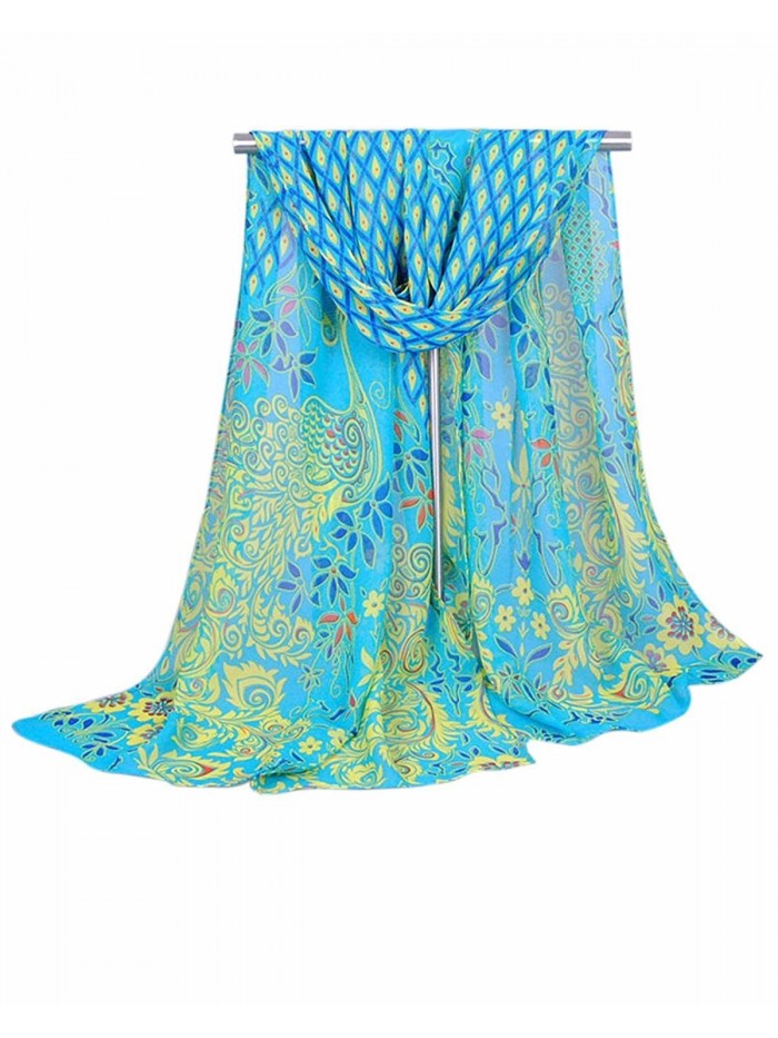 ZANZEA Women Lady Peacock Chiffon Scarf Soft Shawl Silk Wrap Neck Warm Stole - Blue - C1120TUD8SX