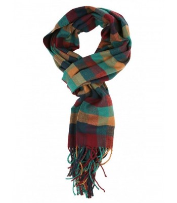 Love Lakeside-Women's Cashmere Feel Winter Plaid Scarf Burgundy Teal - CB129VQTI9T