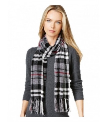 Charter Club Chenille Black/grey/red Plaid Soft Scarf - CC17Y4UQ94U