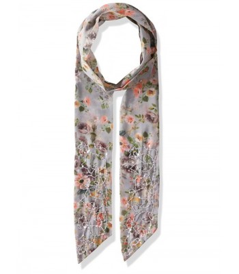 Steve Madden Women's Dolce Flora Long and Skinny Scarf - Gray - CF12OCNF7DU