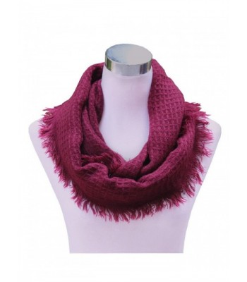 Lucky Leaf Women Winter Thick Knitted Woolen Yarn Infinity Scarf Circle Loop Scarves - Burgundy - C0185YQ08A5