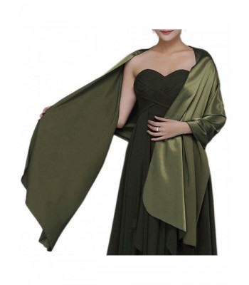 Alivila.Y Fashion Womens Chiffon Bridal Evening Soft Wrap Scarf Shawl - Army Green Satin - CA1867ITSNA