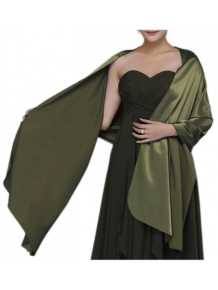 Alivila.Y Fashion Womens Chiffon Bridal Evening Soft Wrap Scarf Shawl - Army Green Satin - CA1867ITSNA