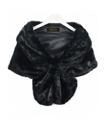 RoRoDox Warm Faux Fur Wedding Shawl Perfect for Wedding/party/show - Black - C7127HFNSVP