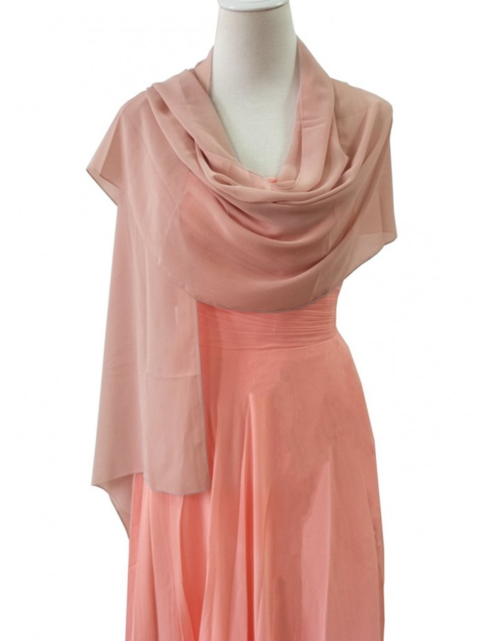 Emondora Women's Sheer Chiffon Bridal Wedding Evening Dress Shawls Scarves - Blush - C012N9J3QMB