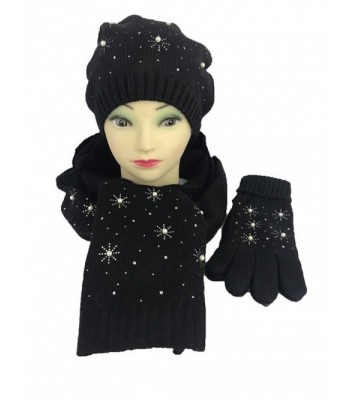 GoodCape RAIN DROP Series Wool blended Gift Sets Hat- Glove and Scarf - Black - C3183XRAGT0