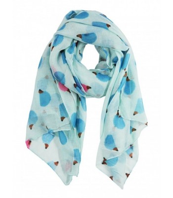 Cute Animal Wrap Scarf for Womens Fun Hedgehogs Printed Cozy Light Scarves - Blue - C4187EAZL5C