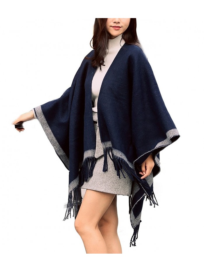 Moxeay Unisex Blanket Oversized Scarf Wrap Shawl Plaid Cozy Checked Pashmina - 1761-navy - CQ12N5PH58I