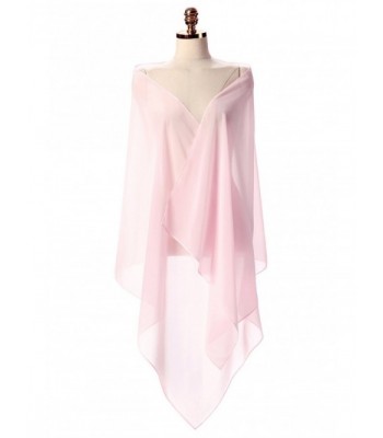 CoCoGirls Women's Bridal Soft Chiffon Shawl Long Evening Wraps For Special Occasion - Pink 1 - CG187DND0C8