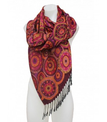 Terra Nomad Women's Soft Luxury Pashmina Shawl Scarf Shoulder Wrap - Magenta/Gold - C011BN079V1