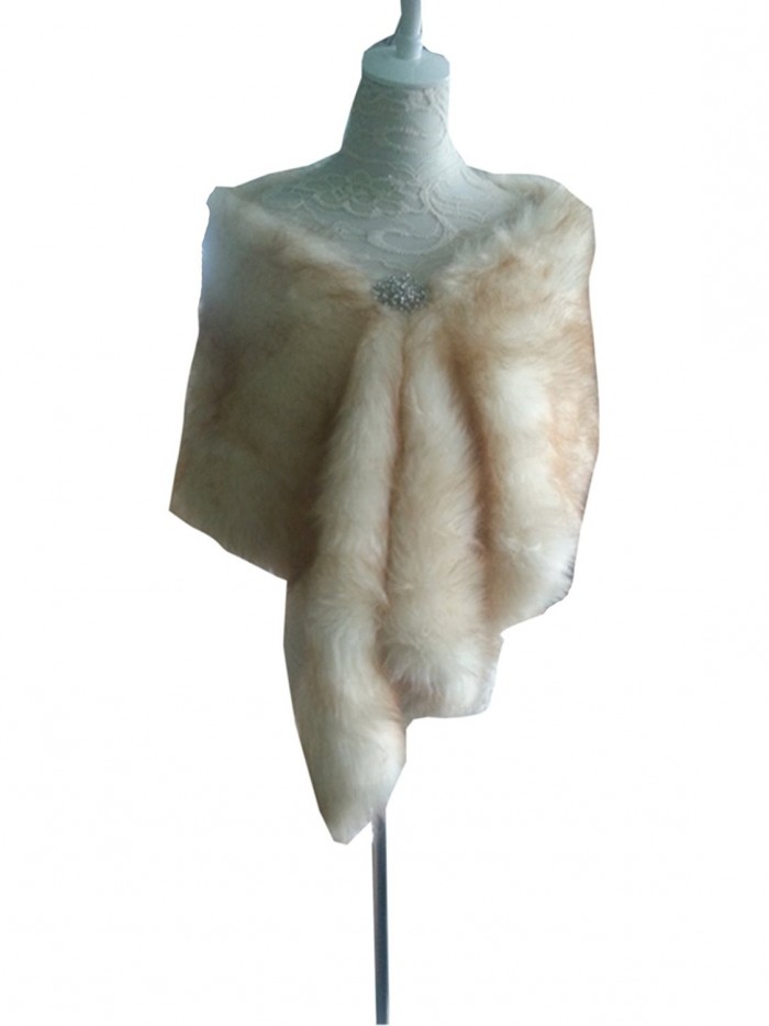 A&C Warm Faux Fur Bride Wedding Shawl Perfect for Wedding/Party/Show Ivory - CM12N273MGS