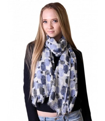 Anika Dali Women's Baa Baa Sheep Blue Print Scarf- Soft Lightweight Wool- Blue - C911IFTQ0U9