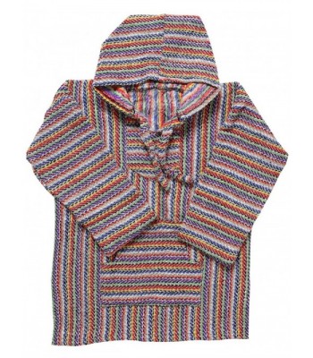 El Paso Designs Mexican Style Baja Hoodie Pullover Poncho - For Men & Women - Gray Rainbow - CU187AA38WC