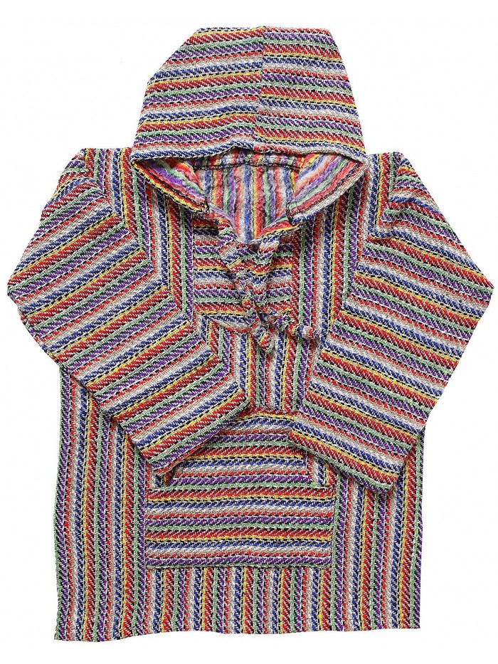 El Paso Designs Mexican Style Baja Hoodie Pullover Poncho - For Men & Women - Gray Rainbow - CU187AA38WC