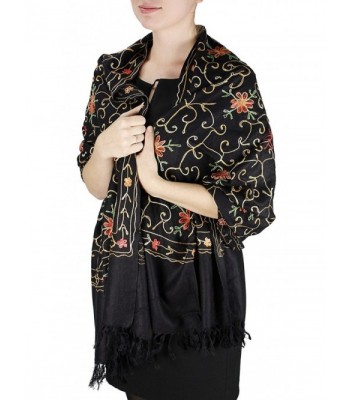 Elegantly Embroidered Floral Design Pashmina