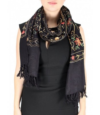 Elegantly Embroidered Floral Design Pashmina in Wraps & Pashminas