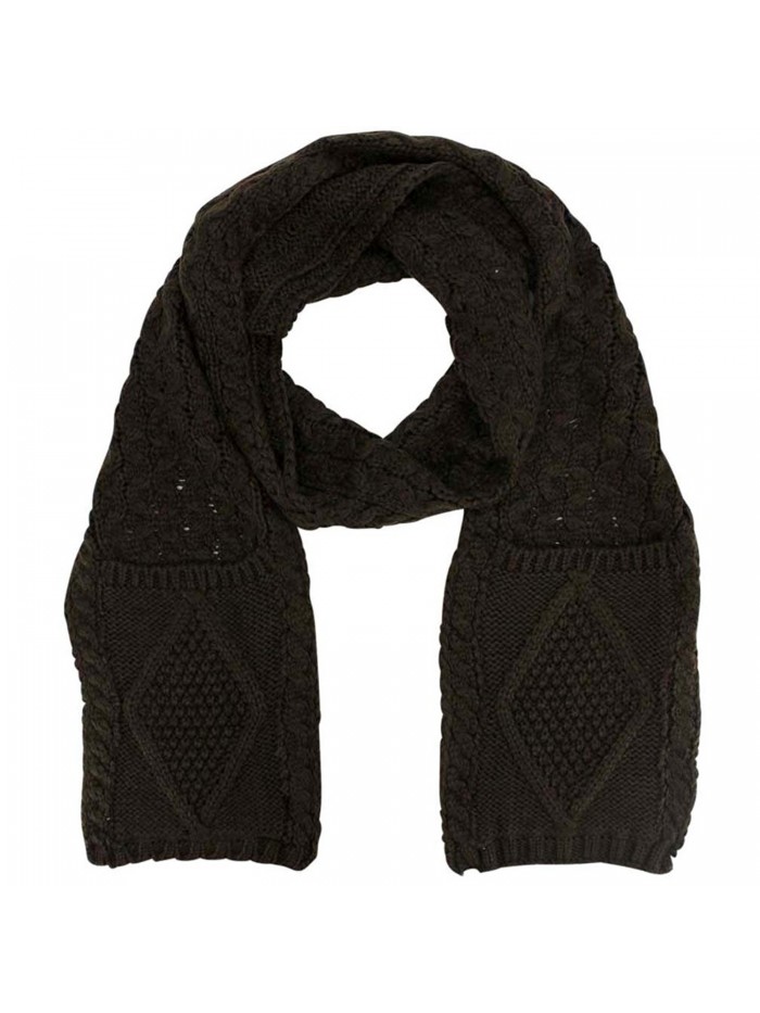 Classic Knit Unisex Winter Scarf With Pockets - Brown - CY110FSEFK5