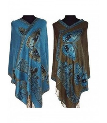 Taiyi Womens Shawls and Wraps Woven Double Side Pashmina Shawl Wrap Scarves - Darkblue - C01860CKHTT