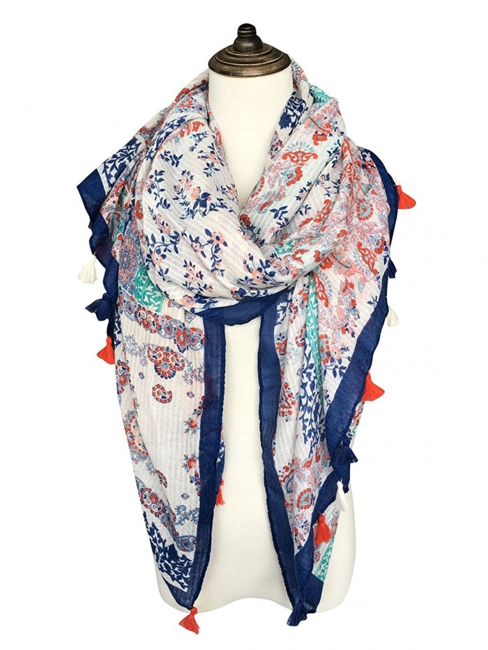DOCILA Pretty Flowers Shawl- Ladies Wrap Scarf For Travelling or Office Use - White - CF17YHEO53C