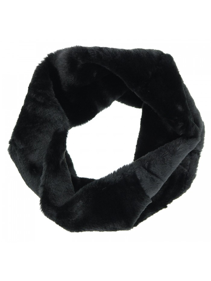 Elegant Essence Fluffy Faux Fur Tube Neck Warmer Scarf - Black - CH187IYLDTG