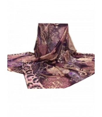 Novels-wear 2016 Women New 100%mulberry Silk Fashionable Scarf Wrap Hawaii Flower Long - Purple - C612BZ8XG5N