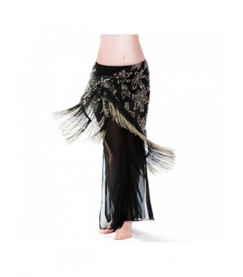 ROYAL SMEELA Women's Dual color Tassel Belly Dance Hip scarf - Gold - C712IR213OL
