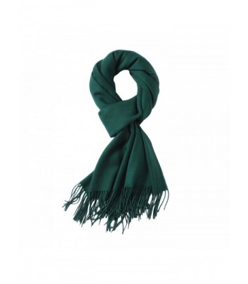 SUNDAYROSE Blanket Scarves Womens Winter Warm Oversized Cashmere Feel Tassel Solid Wrap Shawl - Dark Green - C3187OR2467