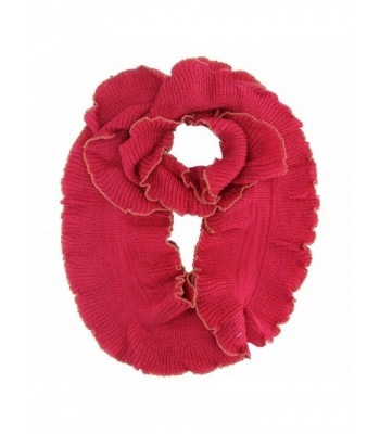 Ruffled Edge Knit Infinity Circle Scarf - Magenta - CU11EA1TFXJ