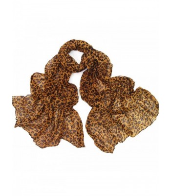 Womens Brown Leopard Print Long Scarf for Winter and Autumn - C511OBQZI8Z