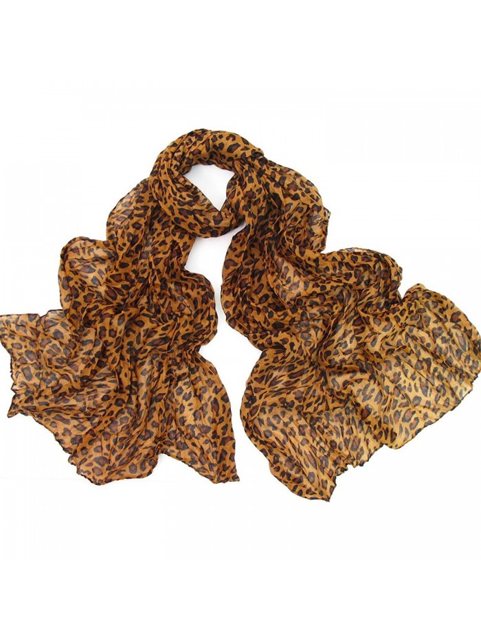 Womens Brown Leopard Print Long Scarf for Winter and Autumn - C511OBQZI8Z