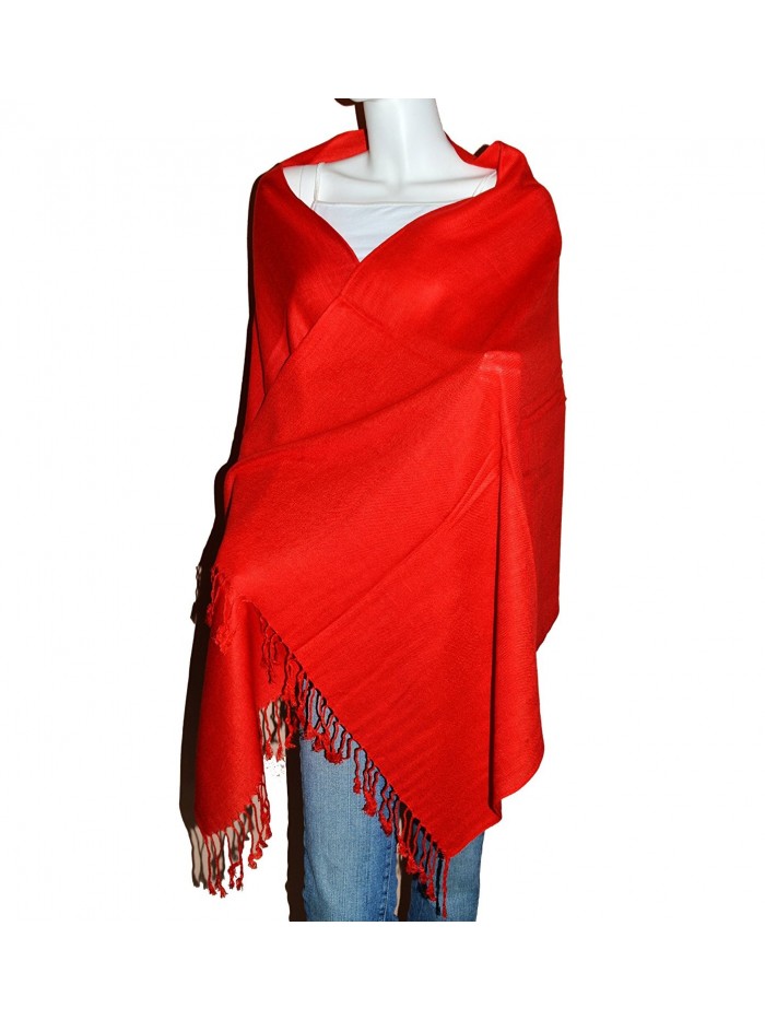 SCARF_TRADINGINC Twill Pashmina / Shawl / Wrap / Stole / Scarf - Red - C911EH0BTF1