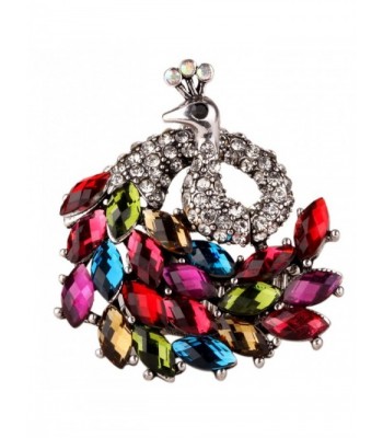 YACQ Jewelry Women's Crystal Peacock Stretch Rings Scarf Ring Buckle Clip Women - Multi-color - CD12KVEJT8F