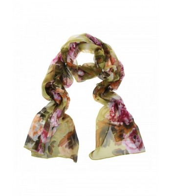 ChikaMika Floral Scarves for Women Lightweight Wrap and Shawls Girls Fashion Chiffon Scarves - Green - C5123FAFLF1