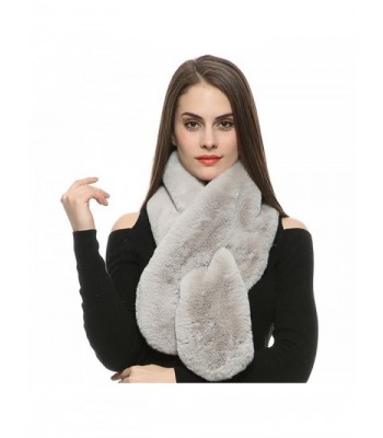 Dikoaina Womens Soft Faux Rabbit Fur Scarf Collar Multicolors - Gray - CV1857377DI