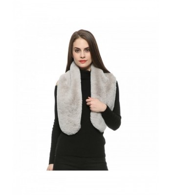 Womens Soft Faux Rabbit Fur Scarf Collar Multicolors - Gray - CV1857377DI