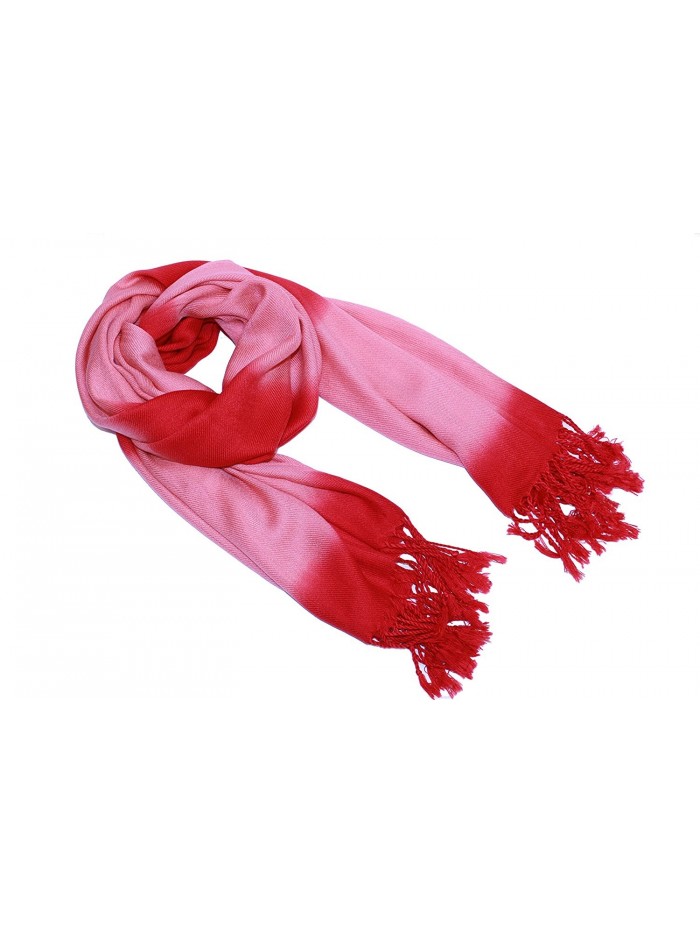 DZHAVAEL WOMEN'S FALL WINTER FASHION SCARVES OMBRE PRINT SHAWL WRAP SCARF - Red/Hotpink - CQ12O9TWF40