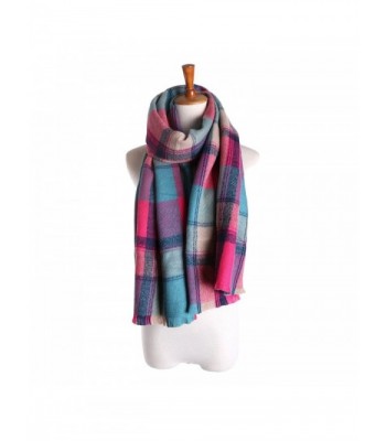 Women's Cashmere Scarf with Square Pattern - 3 C - CS1202RK3EF