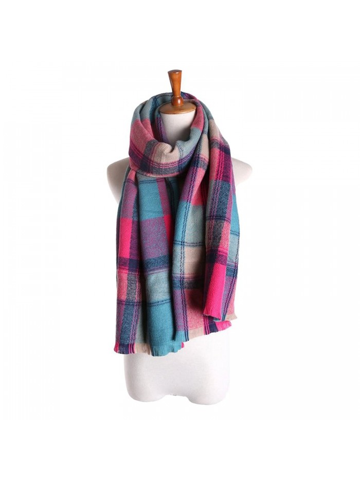Women's Cashmere Scarf with Square Pattern - 3 C - CS1202RK3EF