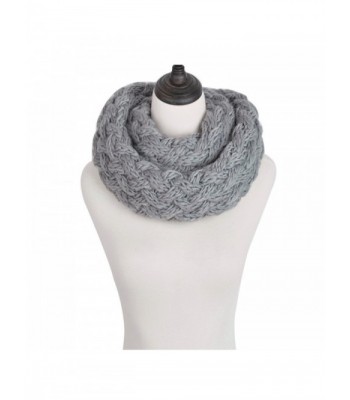 Premium Solid Winter Criss Cross Knit Thick Infinity Loop Circle Scarf - Grey - CW12MMBJ1SN