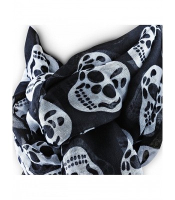 Skull and Crossbones Skeleton Pirate Ghost Halloween Gothic Clothing Scarf Shawl for Girls - Black - CV11POM3WGP