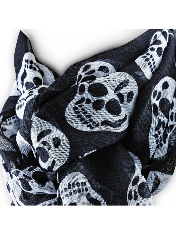 Skull and Crossbones Skeleton Pirate Ghost Halloween Gothic Clothing Scarf Shawl for Girls - Black - CV11POM3WGP